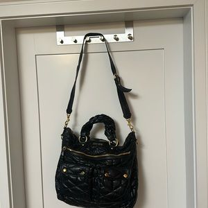 Vintage MIU MIU large black quilted matelasse tote with detachable strap